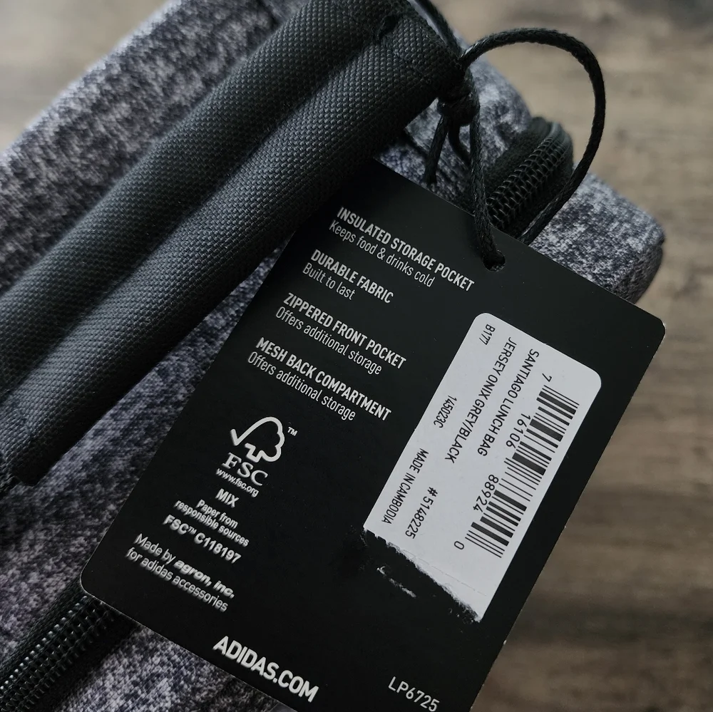 Adidas Santiago Insulated Lunch Bag Gray Black NWT - Picture 15 of 15